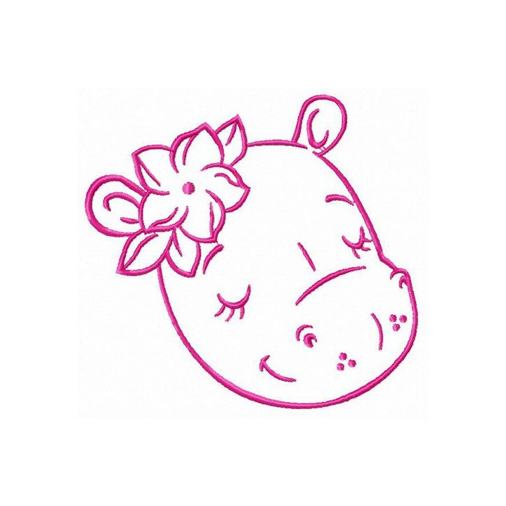 Sleeping hippo embroidery design - Embroidery Design