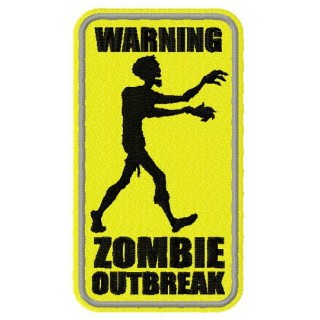 Warning zombie outbreak sign embroidery design - Embroidery Design