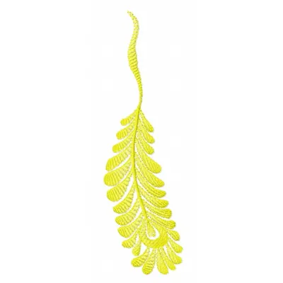 Preview of a yellow feather embroidery design, perfect for free-standing lace and decorative stitching projects.