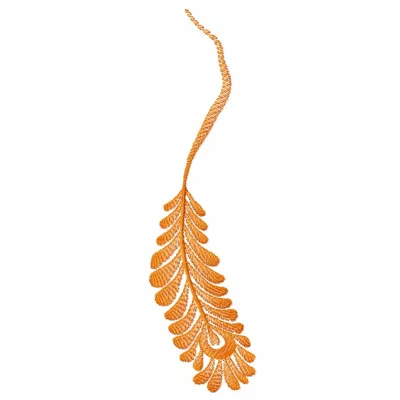 Orange feather embroidery design showcasing intricate stitching patterns suitable for FSL and decorative projects.