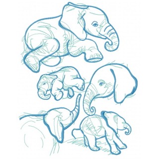 Elephant sketch 5 embroidery design - Embroidery Design