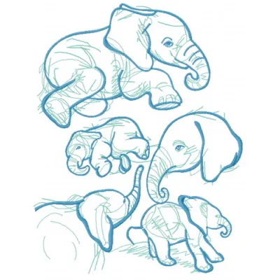 Preview of the Elephant Sketch 5 embroidery design featuring a charming elephant outline, ideal for various fabric projects.
