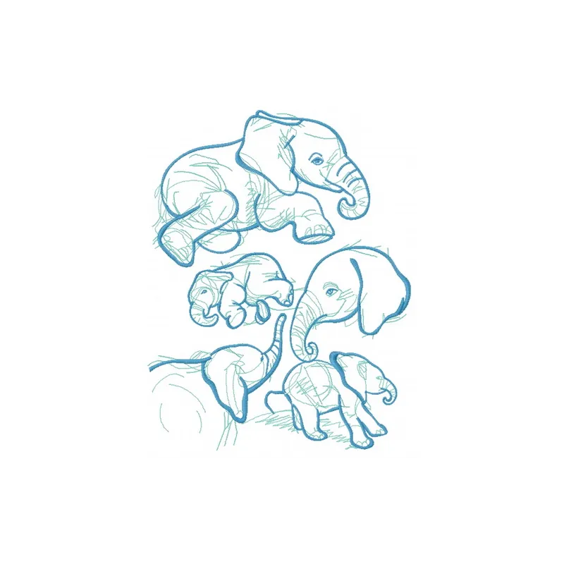 Preview of the Elephant Sketch 5 embroidery design featuring a charming elephant outline, ideal for various fabric projects.