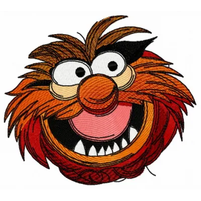 Colorful animal smiling embroidery design featuring friendly characters from Sesame Street for creative stitching projects.