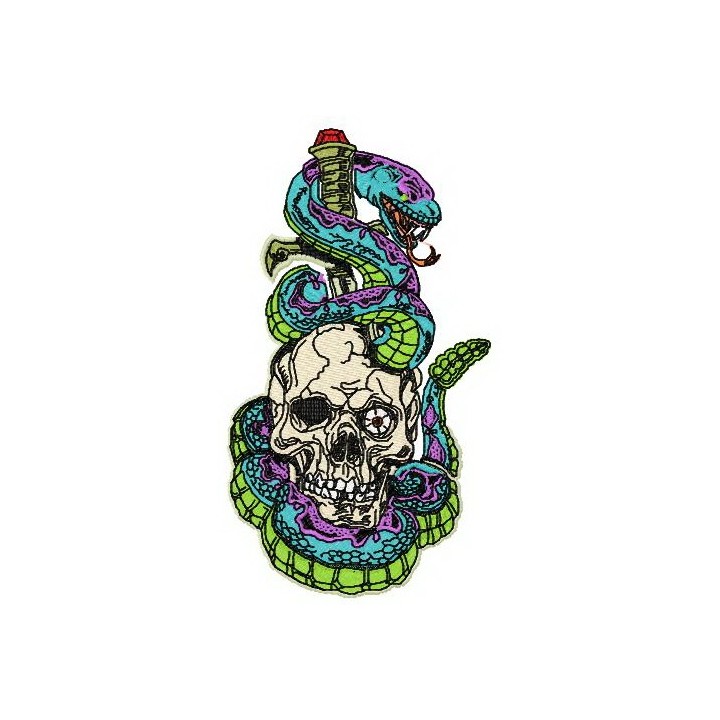 Scull, sword, snake embroidery design - Embroidery Design