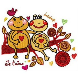 Frog's love embroidery design - Embroidery Design
