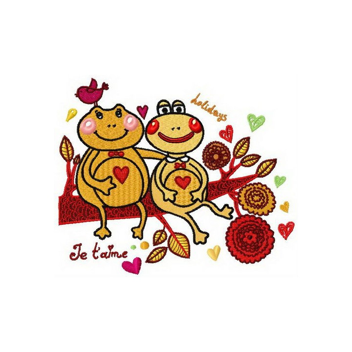 Frog's love embroidery design - Embroidery Design