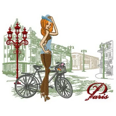 Preview of Cycling Tour 2 embroidery design featuring bicycles, perfect for vacation-themed projects.