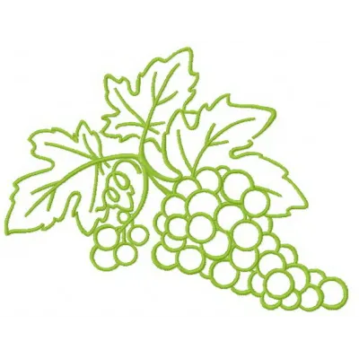Grapes 2 embroidery design showcasing intricate stitching patterns of grapes, ideal for embellishing fabrics.