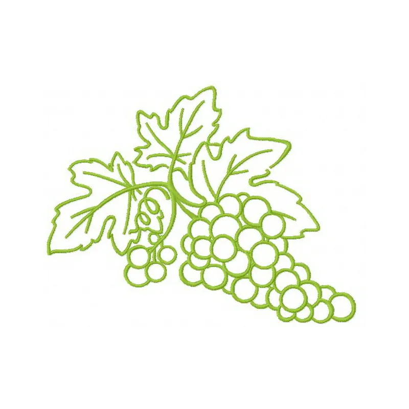 Grapes 2 embroidery design showcasing intricate stitching patterns of grapes, ideal for embellishing fabrics.
