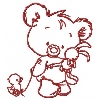 Baby bear with toy 5 embroidery design - Embroidery Design