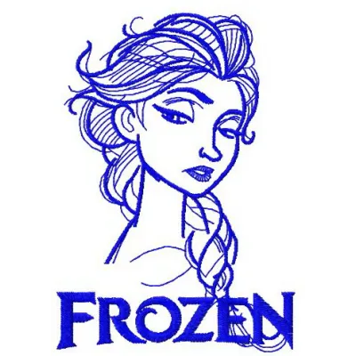 Preview of Elsa sketch 11 embroidery design featuring a whimsical outline of Elsa from Frozen.