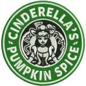 Cinderella's pumpkin spice embroidery design featuring a whimsical pumpkin motif for creative stitching projects.