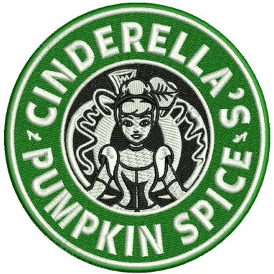 Cinderella's pumpkin spice embroidery design featuring a whimsical pumpkin motif for creative stitching projects.