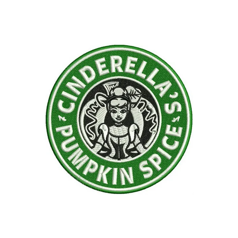 Cinderella's pumpkin spice embroidery design featuring a whimsical pumpkin motif for creative stitching projects.