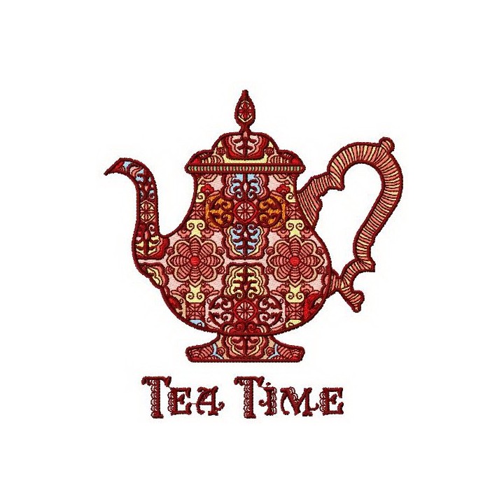 Tea time embroidery design - Embroidery Design