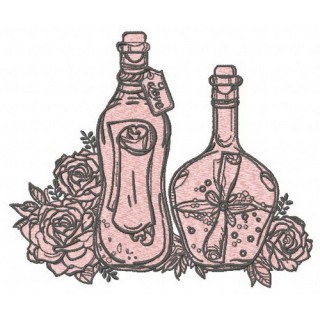 Bottles and flowers 2 embroidery design - Embroidery Design