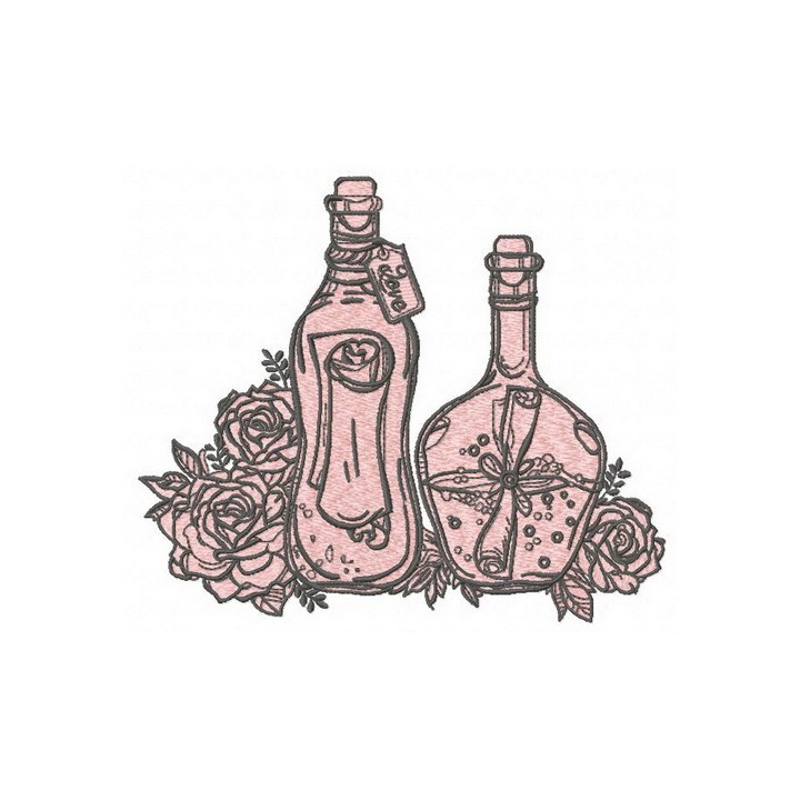 Bottles and flowers 2 embroidery design - Embroidery Design
