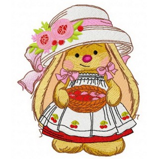 Bunny Mi with basket 2 embroidery design - Embroidery Design