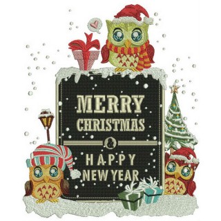 Owl's poster embroidery design - Embroidery Design