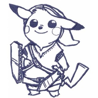 Pikachu blue warrior embroidery design - Embroidery Design