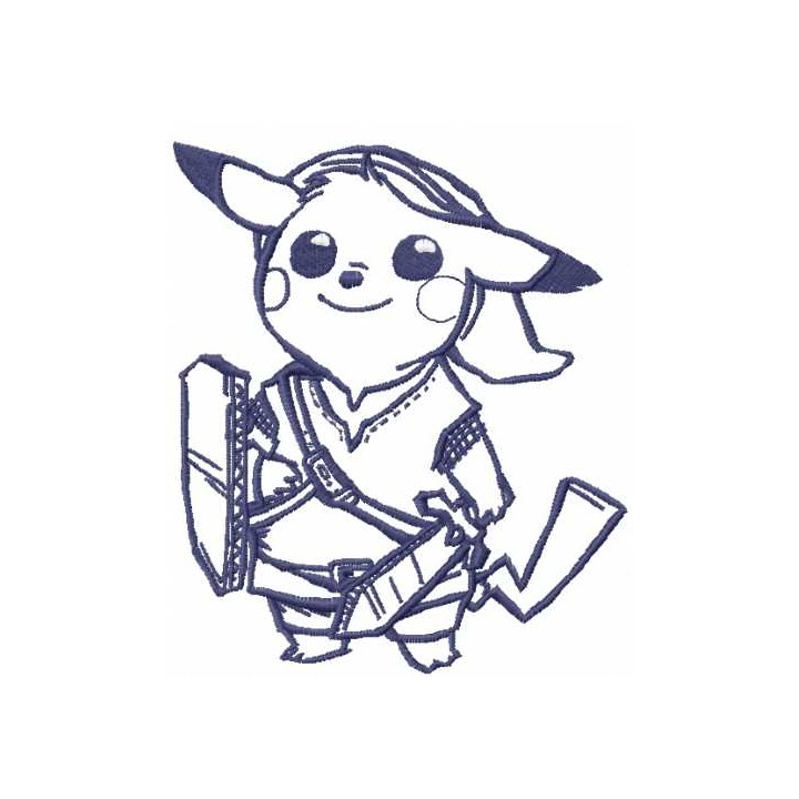 Pikachu blue warrior embroidery design - Embroidery Design
