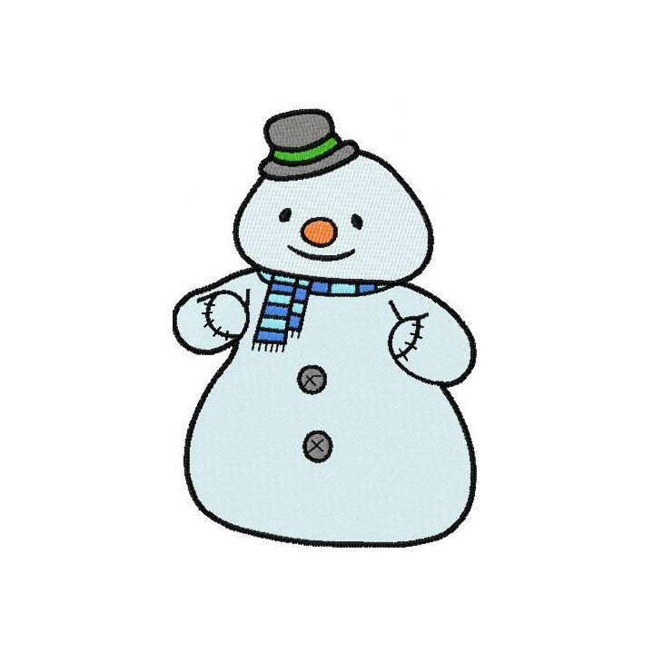 Snowman with hat embroidery design - Embroidery Design