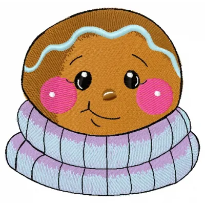 Preview of the Gingerbread man 5 embroidery design featuring a cheerful gingerbread figure for festive projects.