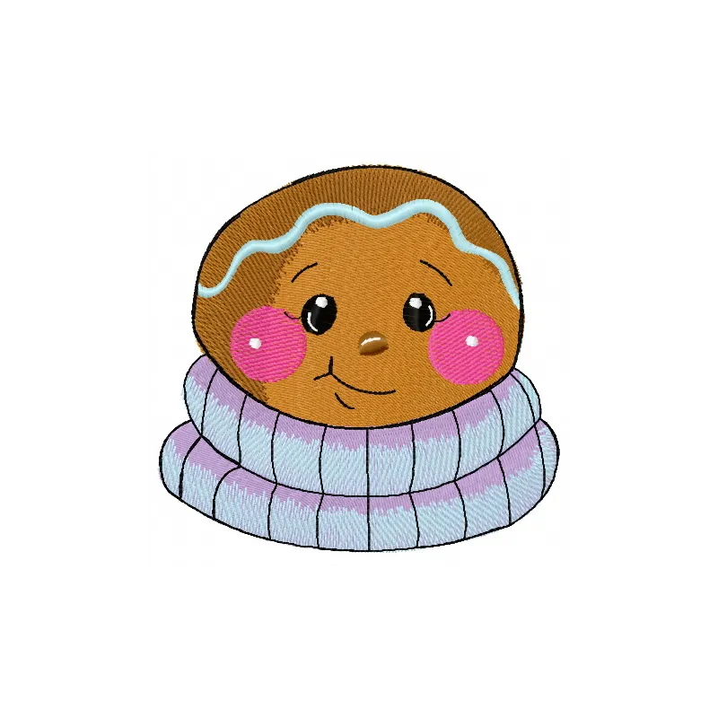 Preview of the Gingerbread man 5 embroidery design featuring a cheerful gingerbread figure for festive projects.