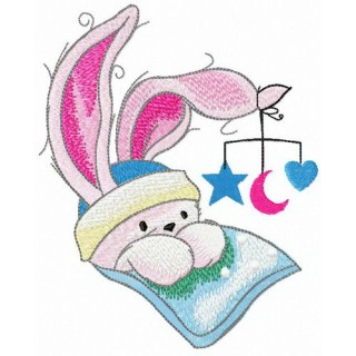 Rabbit with mobile toy embroidery design - Embroidery Design