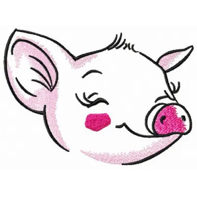 Happy piggy embroidery design featuring a cheerful pig motif, perfect for stitching on t-shirts and tote bags.