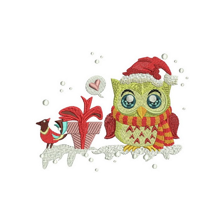 Owl's gift  embroidery design - Embroidery Design