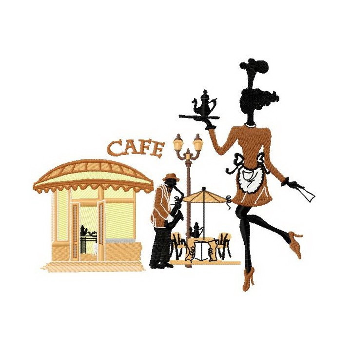 French summer cafe embroidery design - Embroidery Design