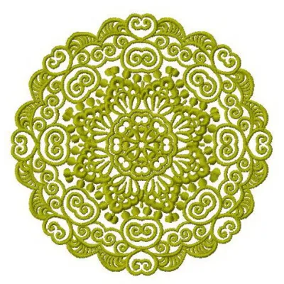 Lace doily 11 embroidery design featuring intricate snowflake patterns, ideal for home decor projects.