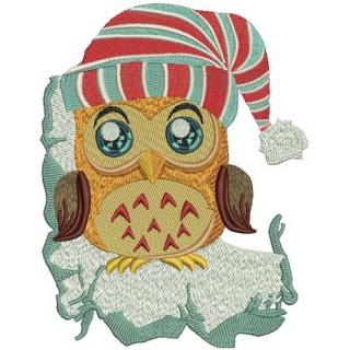 Owl in striped hat embroidery design - Embroidery Design