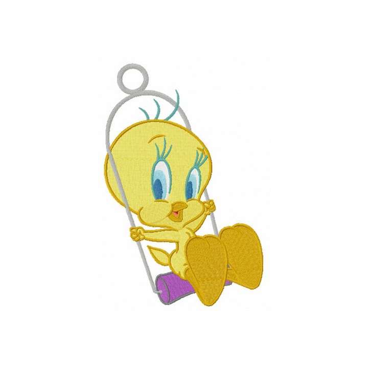 Tweety swings on the perch embroidery design - Embroidery Design