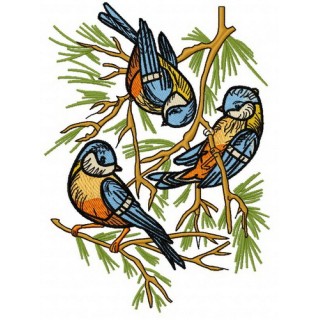 Eurasian blue tits 2 embroidery design - Embroidery Design