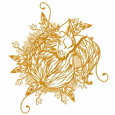 Sleeping fox 2 embroidery design featuring a whimsical fox motif, ideal for stitching on t-shirts or baby onesies.
