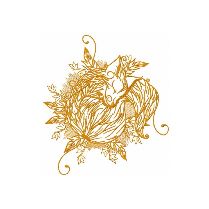 Sleeping fox 2 embroidery design - Embroidery Design