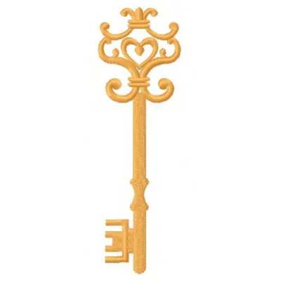 Golden key 12 embroidery design showcasing an intricate key motif for creative stitching projects.