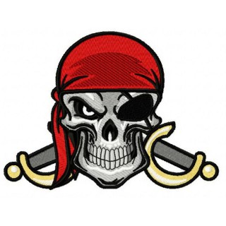 Angry pirate's skull 2 embroidery design - Embroidery Design