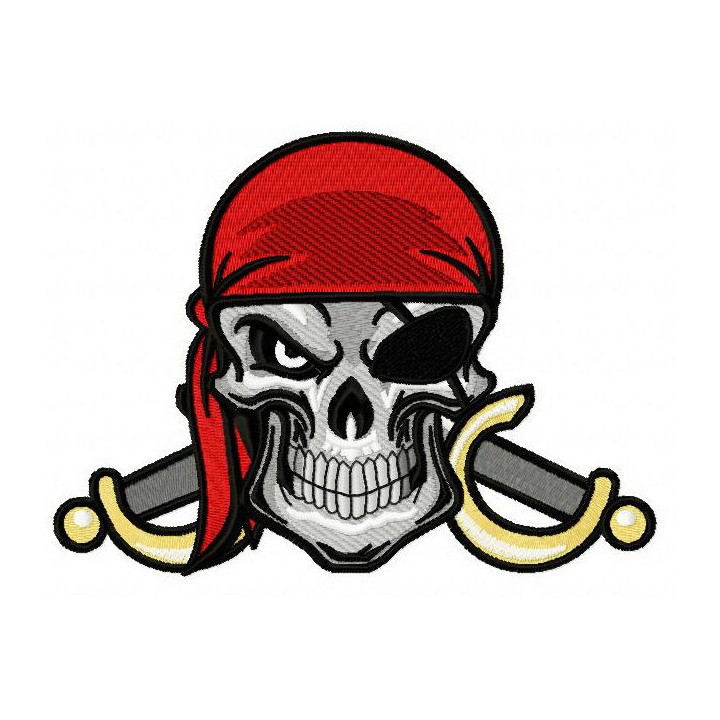 Angry pirate's skull 2 embroidery design - Embroidery Design