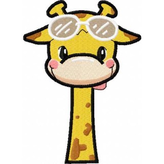 Giraffe with sunglasses embroidery design - Embroidery Design
