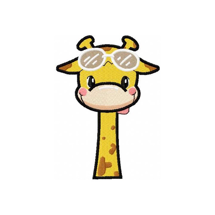 Giraffe with sunglasses embroidery design - Embroidery Design
