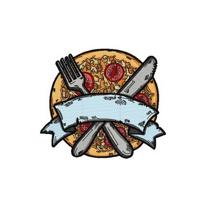 Yummy pizza embroidery design - Embroidery Design