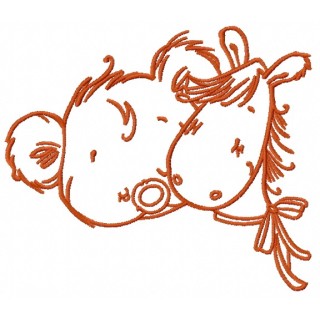 Tiny bear with pony toy 2 embroidery design - Embroidery Design