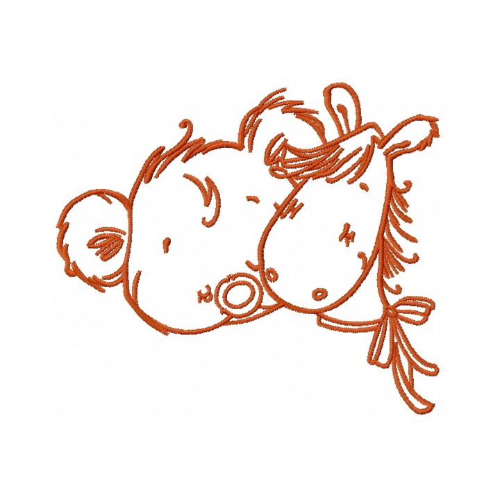 Tiny bear with pony toy 2 embroidery design - Embroidery Design