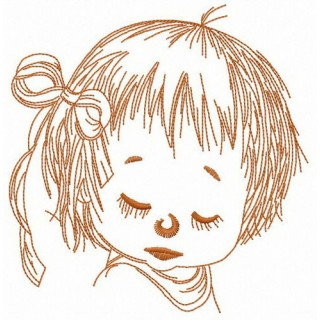 Sleepy little girl embroidery design - Embroidery Design