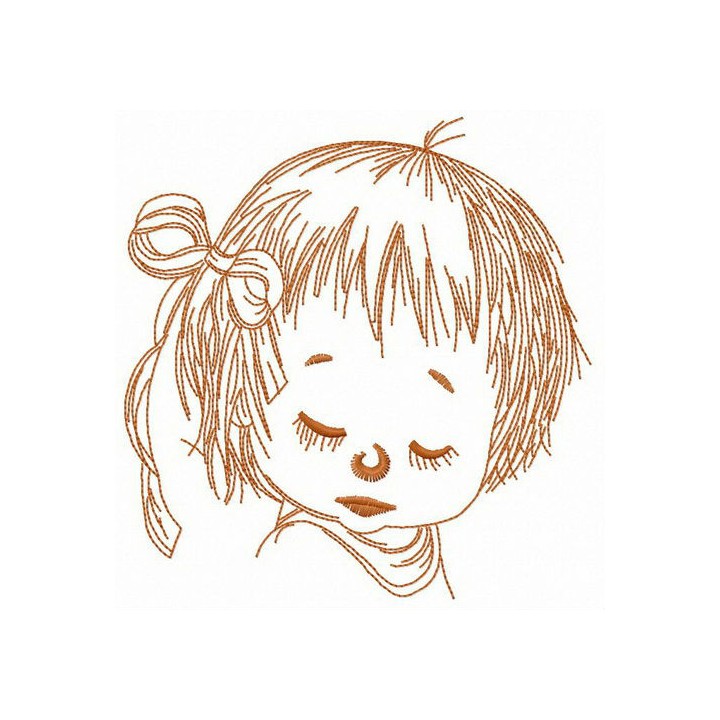 Sleepy little girl embroidery design - Embroidery Design
