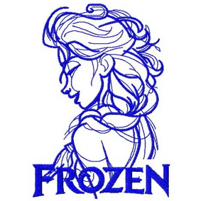 Elsa sketch 10 embroidery design featuring a whimsical outline of Elsa from Frozen, ideal for t-shirts and hoodies.